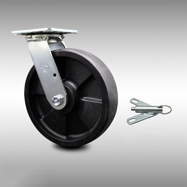 8 Inch SS Glass Filled Nylon Swivel Caster with Roller Bearing and Swivel Lock